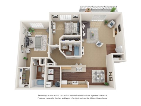 Floor plan for 2 beds, 2 baths, 1176 sqft
